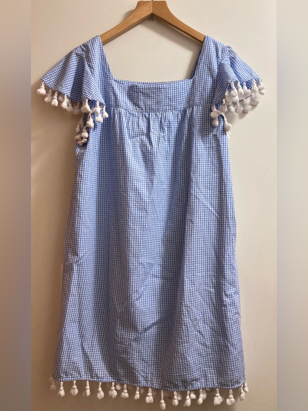 Sail to Sable Gingham Dress Blue & White Gingham Dress Gingham Tassel-Trim Dress